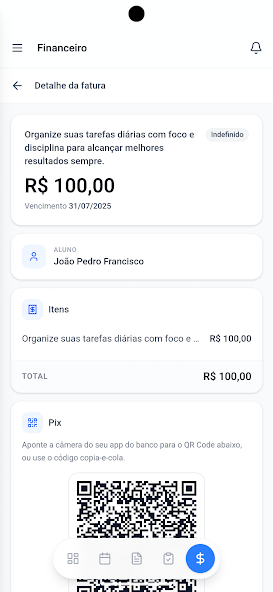 Tela Financeiro do EGD Agenda